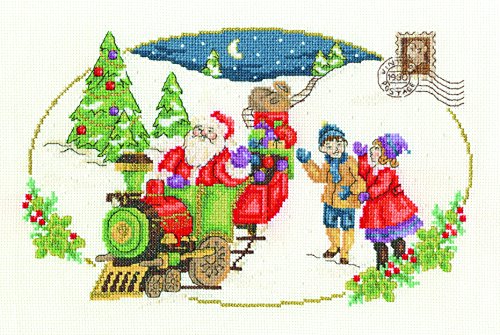 dmc-vintage-santa-is-coming-kreuzstich-set-baumwolle image 2