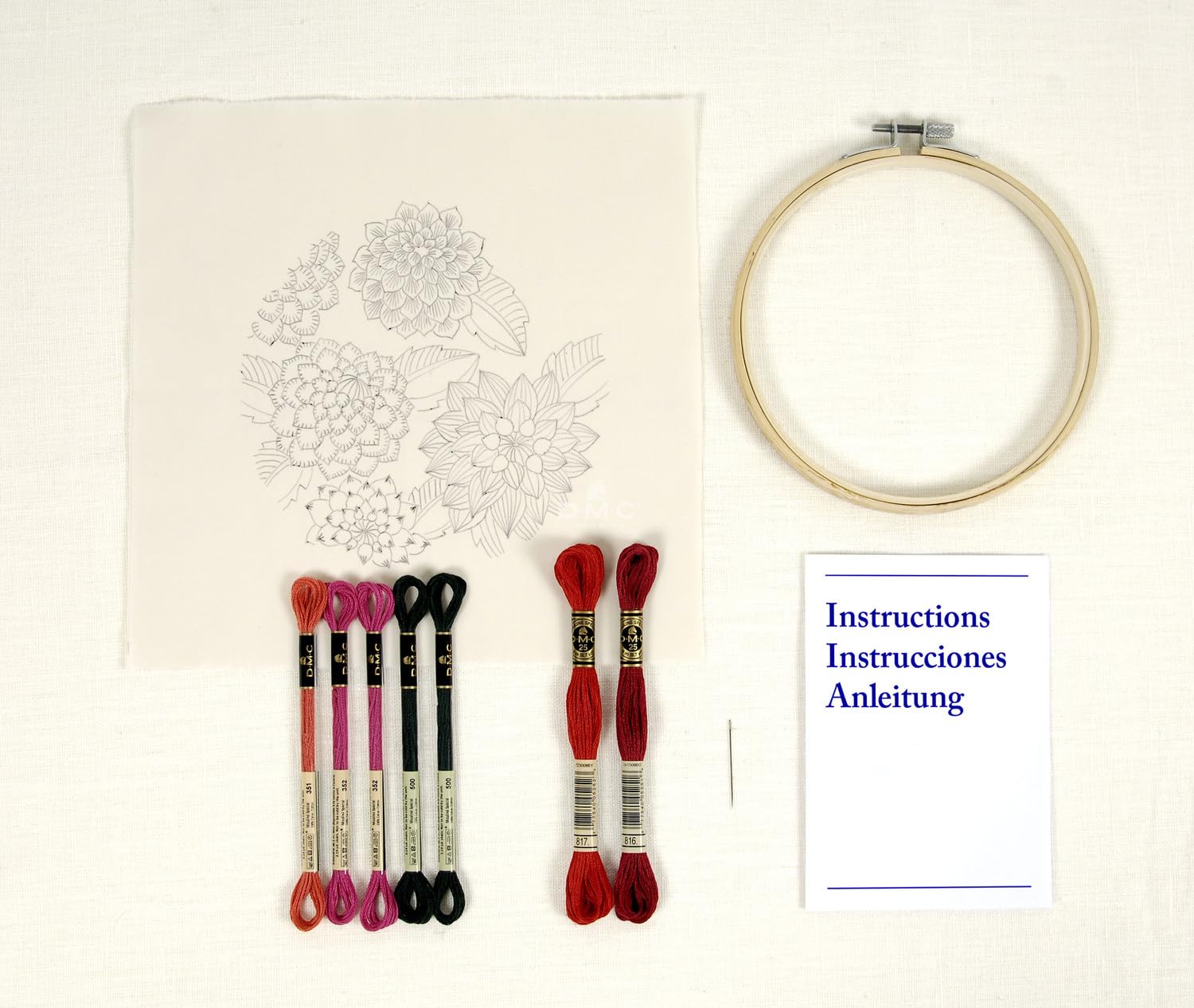 dmc-dahlias-stickset-blumen-mit-holzrahmen-14-5-cm image 3