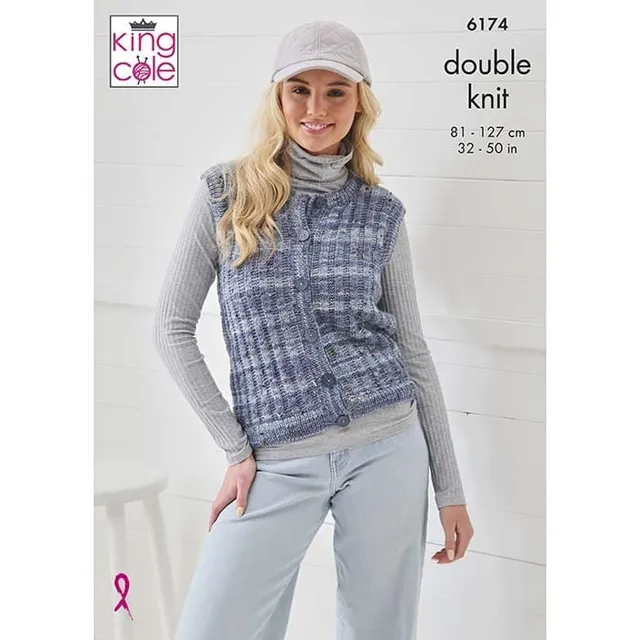 king-cole-6174-strickanleitung-weste-homespun-prism-dk image 1
