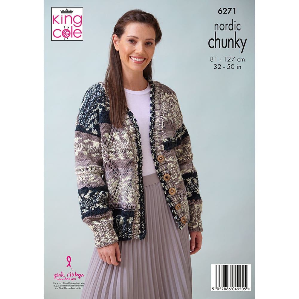 king-cole-6271-strickanleitung-cardigan-pullover-nordic-chunky image 2