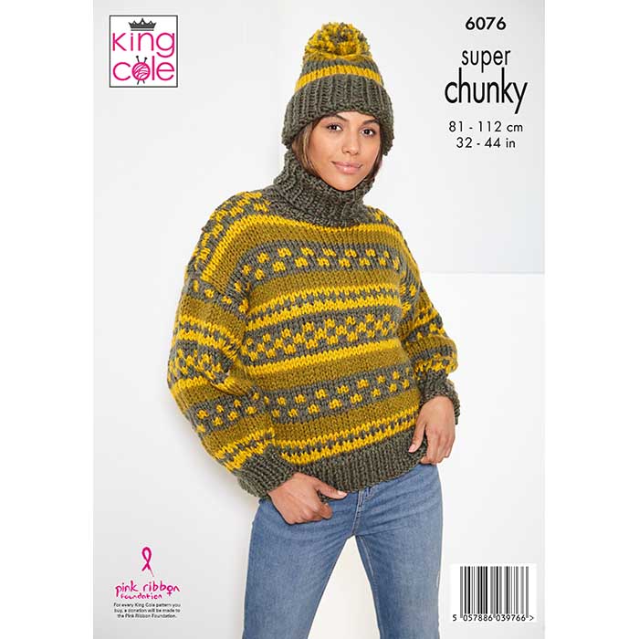 king-cole-6076-strickanleitung-cardigan-pullover-m-tze-super-chunky image 2