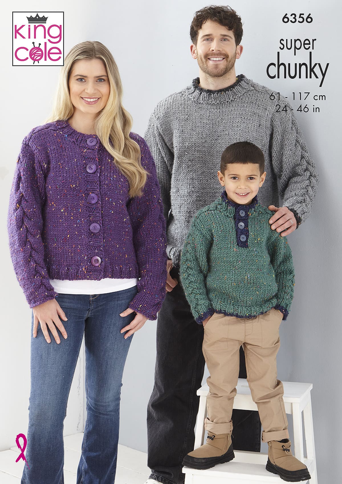 king-cole-6356-pullover-cardigan-strickanleitung-chunky-tweed image 1