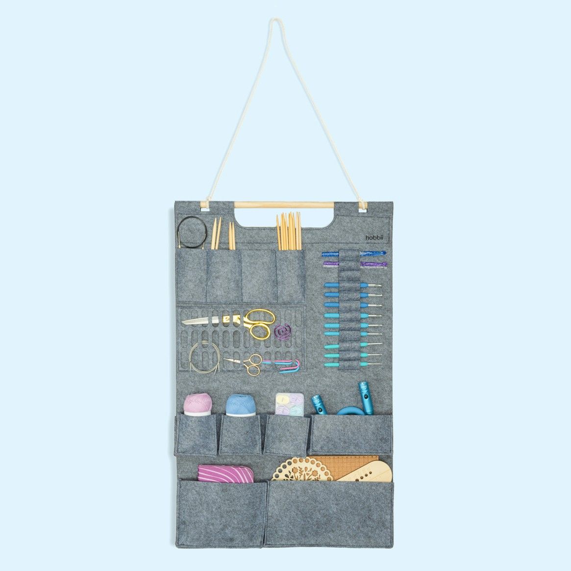 hobbii-zubeh-r-wandorganizer-aus-filz-taschen-silver-grey image 4