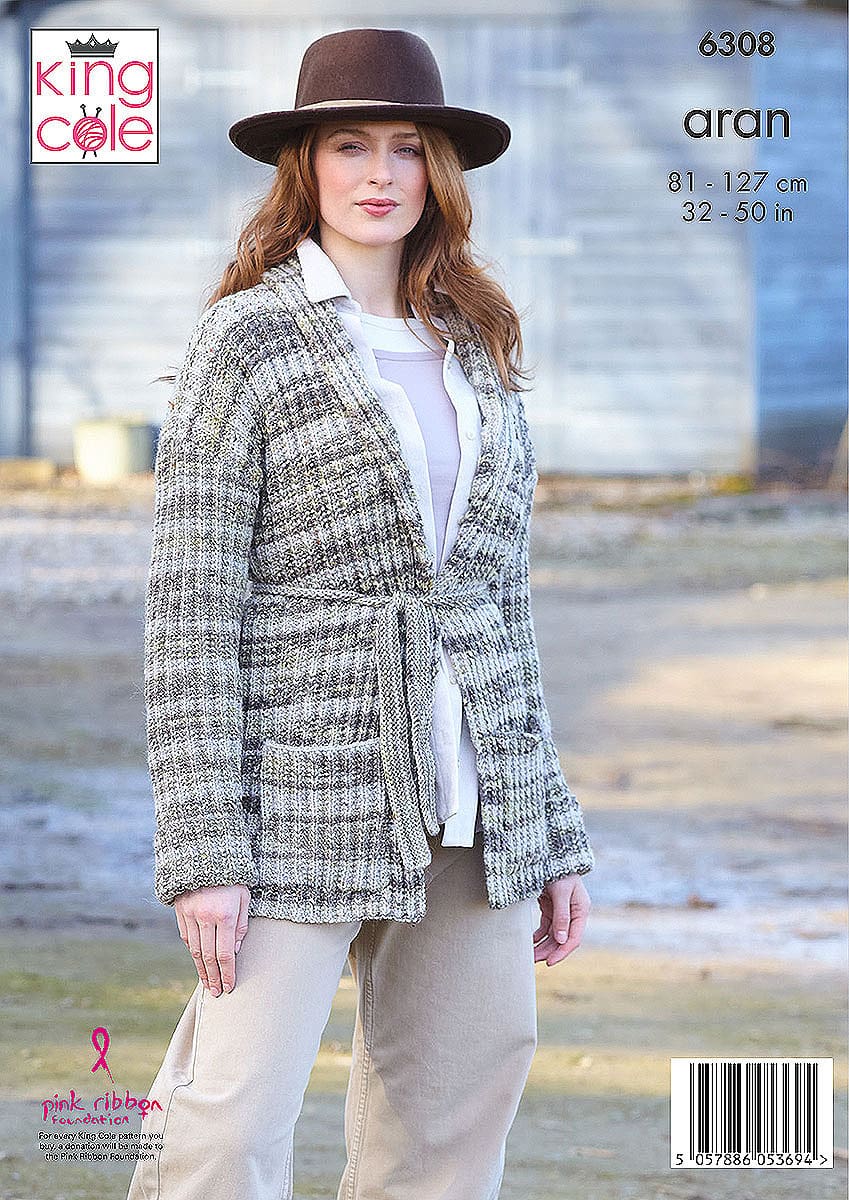 king-cole-patterns-6308-strickanleitung-jacke-weste-homespun-aran image 2