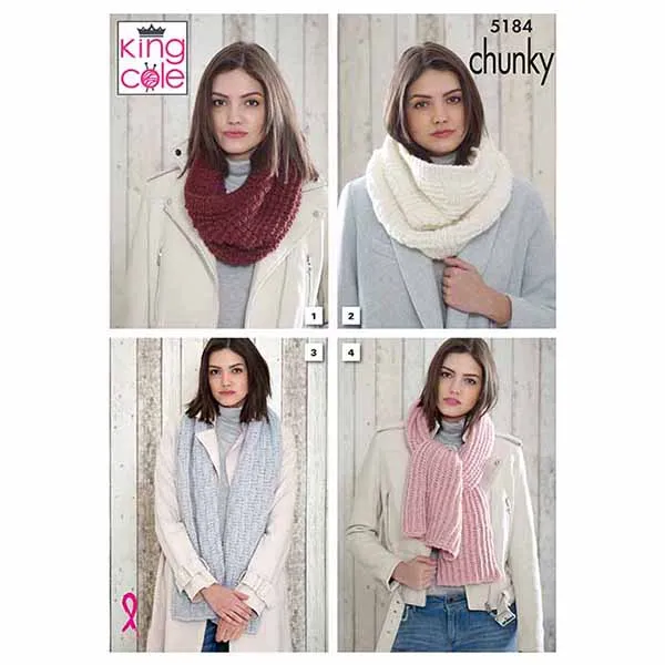 king-cole-5184-snoods-und-schals-strickanleitung-timeless-chunky image 1