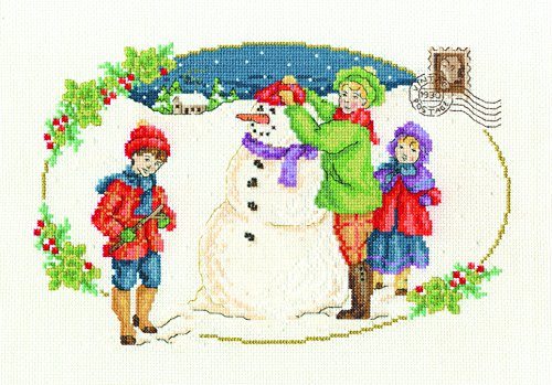 dmc-vintage-schneemann-kreuzstich-set-aida-baumwolle image 2