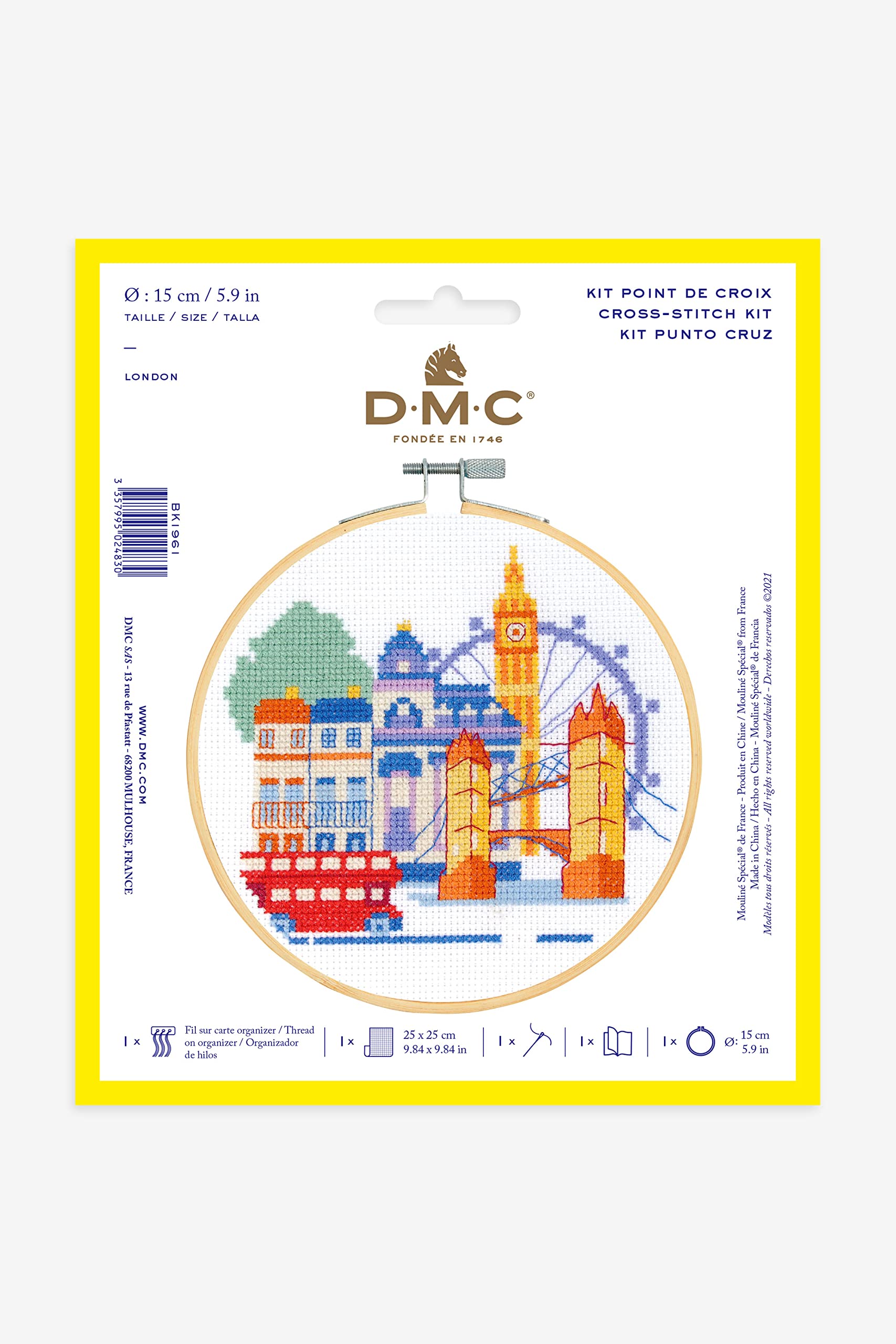 dmc-moulin-sp-cial-london-kreuzstichset-mit-rahmen-15-cm image 2