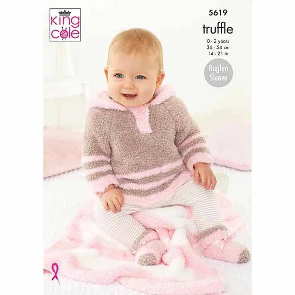 king-cole-5619-baby-strickanleitung-decke-jacke-truffle image 1