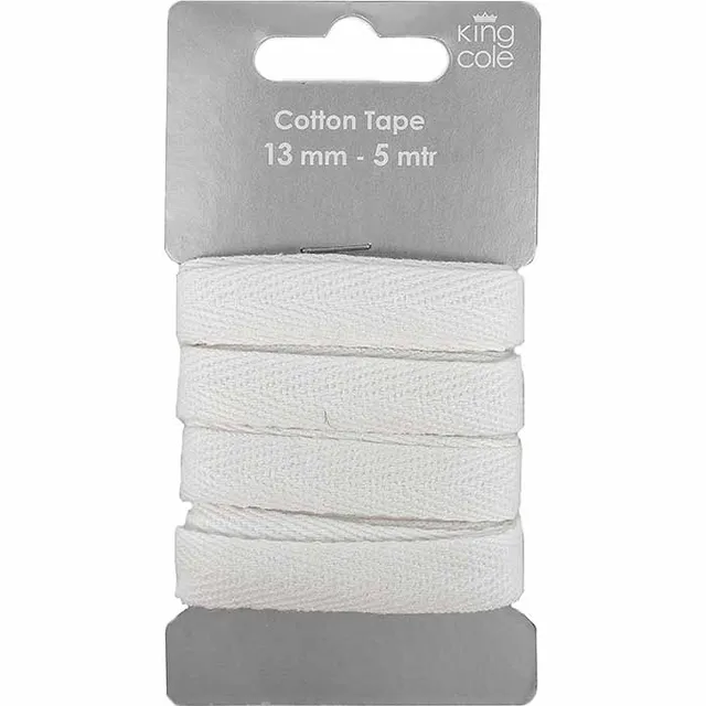 king-cole-haberdashery-baumwollband-wei-12mm-x-5m image 1