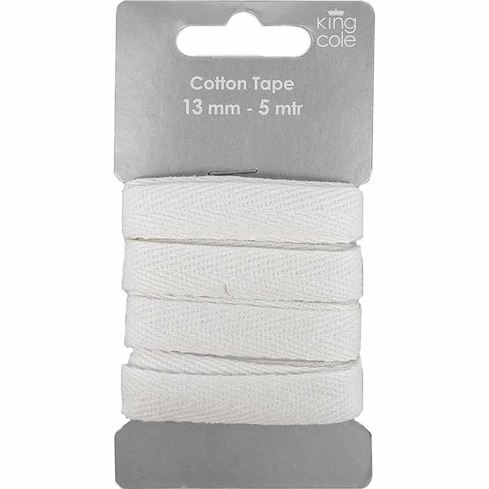 king-cole-haberdashery-baumwollband-wei-12mm-x-5m image 1