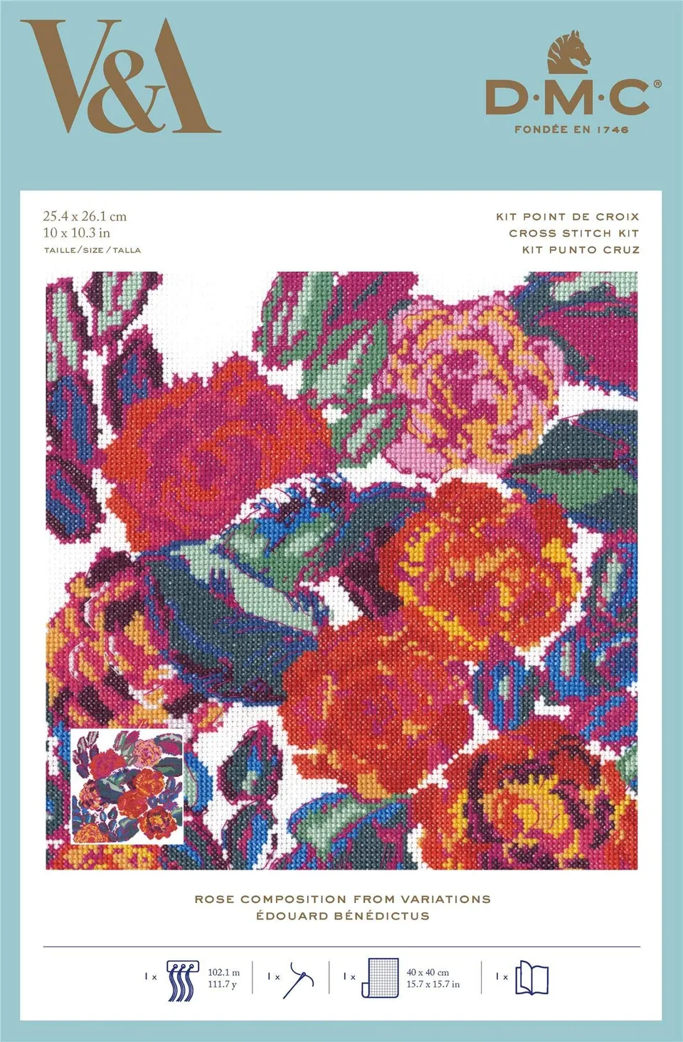 dmc-kreuzstichset-rosenvariationen-aida-wei-komplett image 1