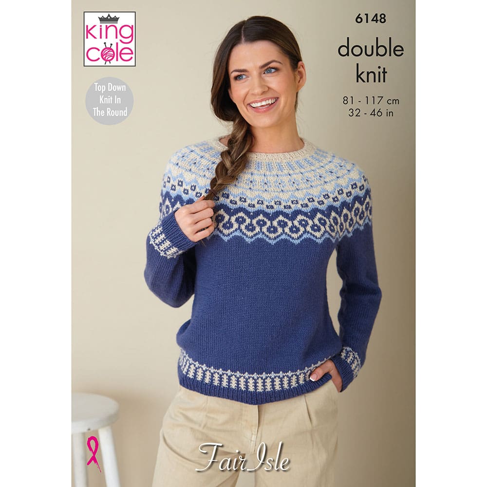 king-cole-6148-fair-isle-pullover-strickanleitung-alpaka-dk image 1