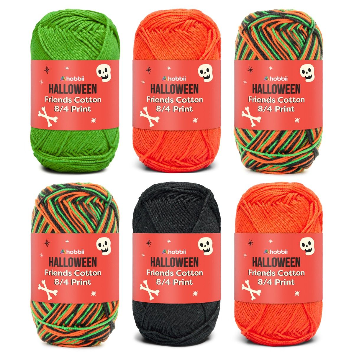 hobbii-friends-cotton-8-4-print-garn-halloween-frenzy-6er-pack image 1