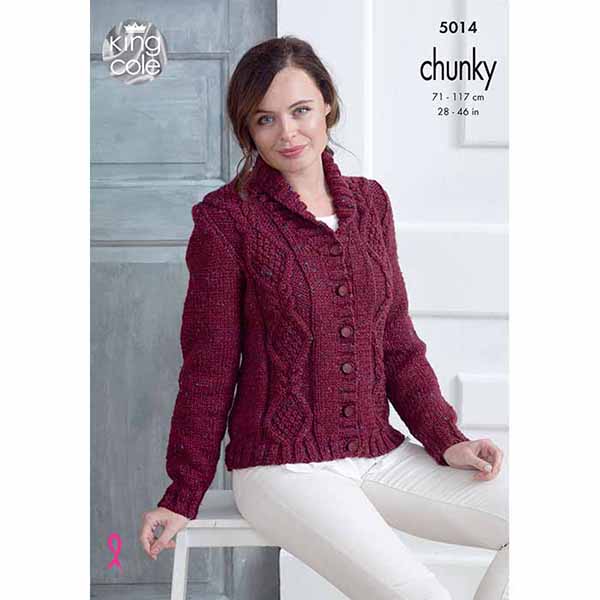 king-cole-patterns-5014-strickanleitung-cardigan-chunky-tweed image 1