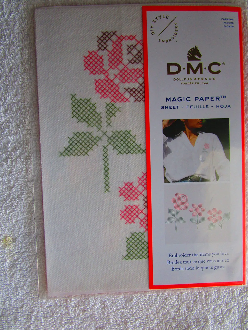 dmc-magic-paper-kreuzstich-blumen-l-sliche-leinwand image 1