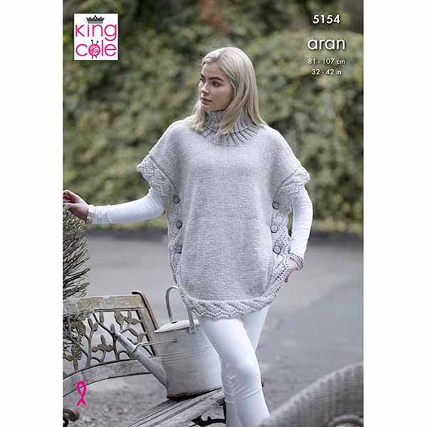 king-cole-5154-poncho-pullover-strickanleitung-fashion-aran image 1