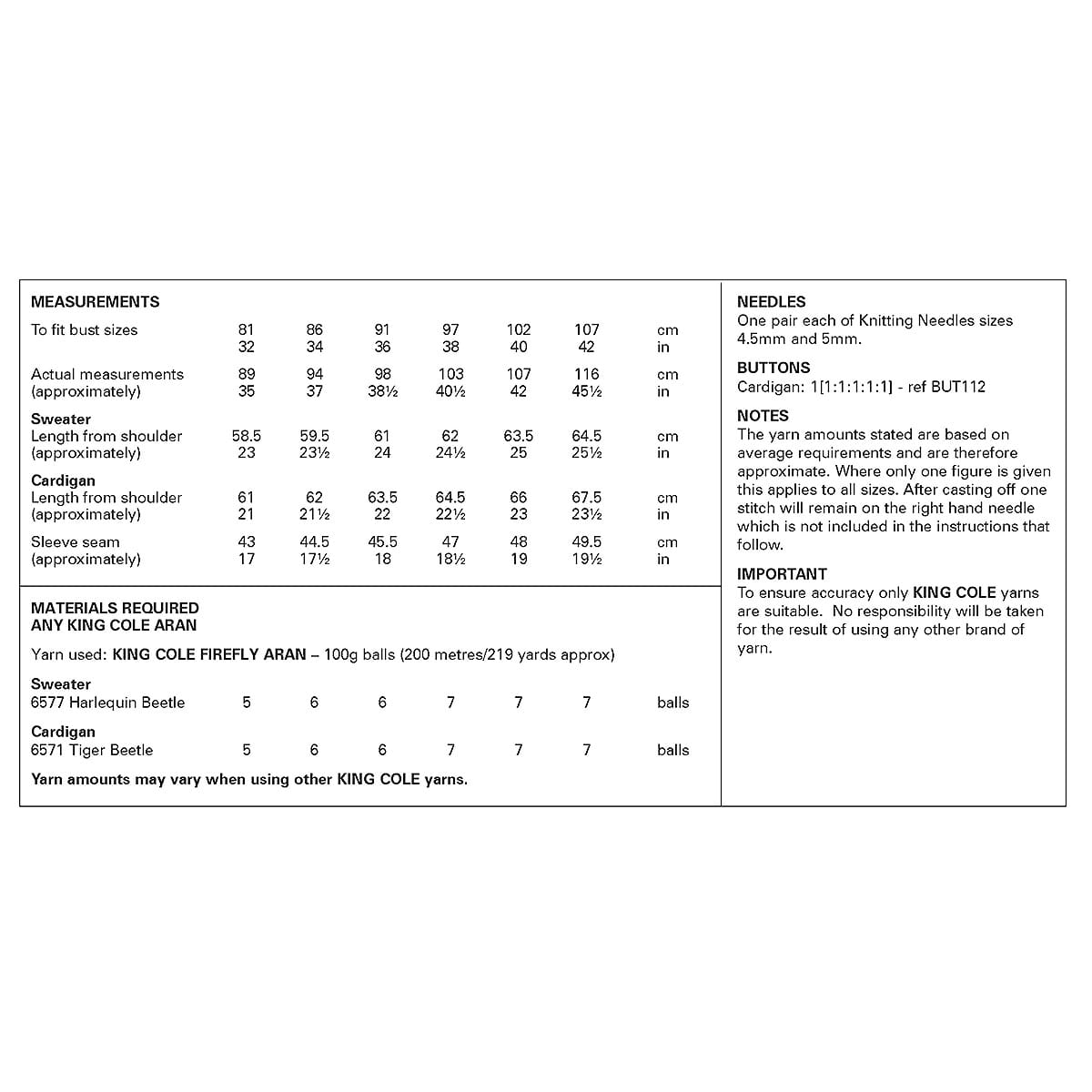 king-cole-patterns-6446-strickanleitung-pullover-cardigan-aran image 3