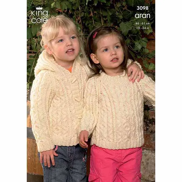 king-cole-patterns-3098-pullover-kapuzenjacke-strickanleitung-aran image 1