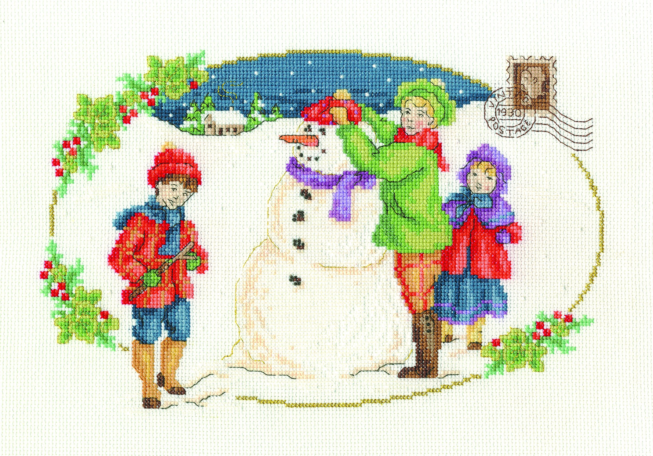 dmc-vintage-schneemann-kreuzstich-set-aida-baumwolle image 1