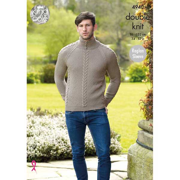 king-cole-patterns-4940-strickanleitung-zopf-pullover-dk image 1
