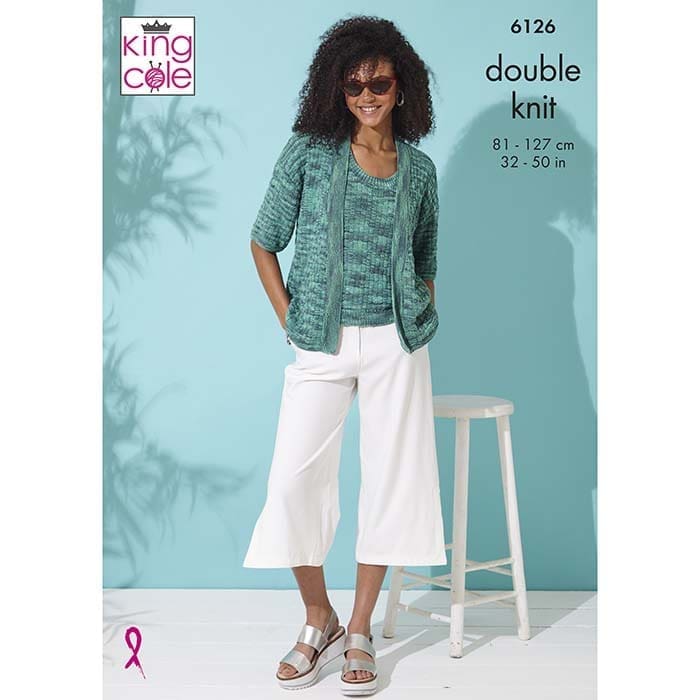 king-cole-6126-strickanleitung-cardigan-top-linendale-dk image 1