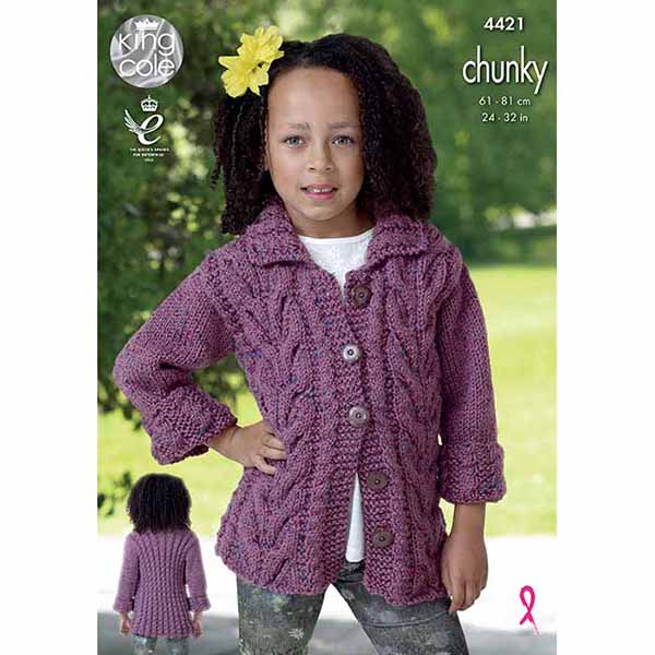 king-cole-patterns-4421-jacke-strickanleitung-chunky-tweed image 1