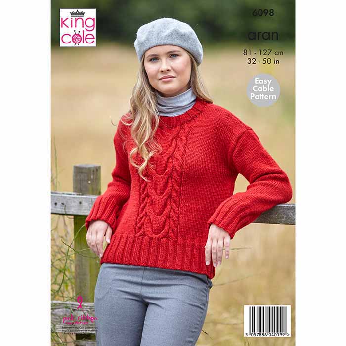 king-cole-6098-zopf-pullover-strickanleitung-fashion-aran image 2