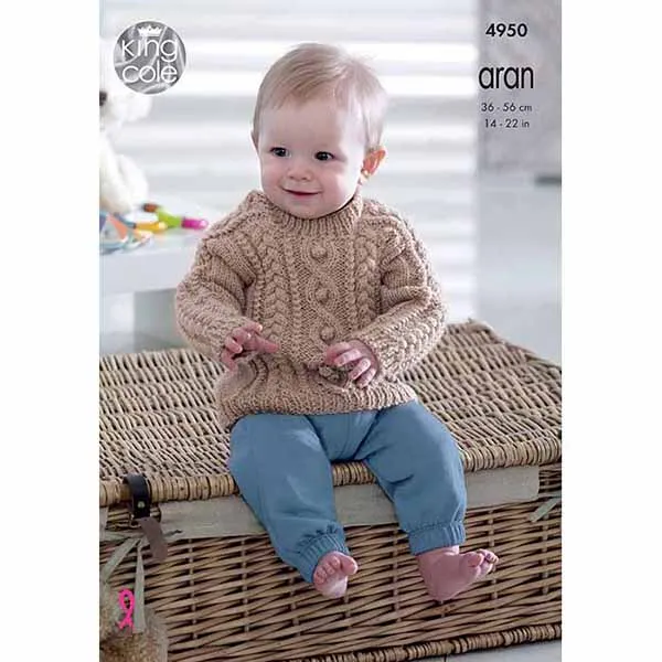 king-cole-patterns-4950-strickanleitung-pullover-aran image 1