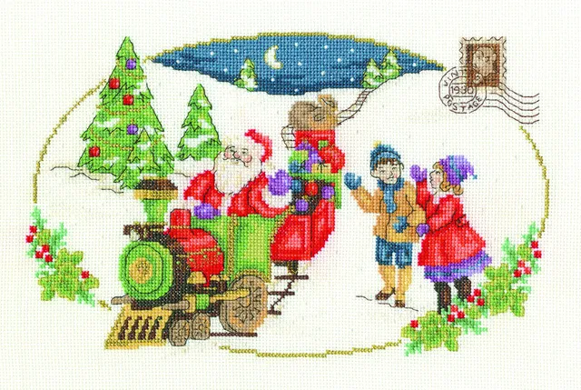 dmc-vintage-santa-is-coming-kreuzstich-set-baumwolle image 1