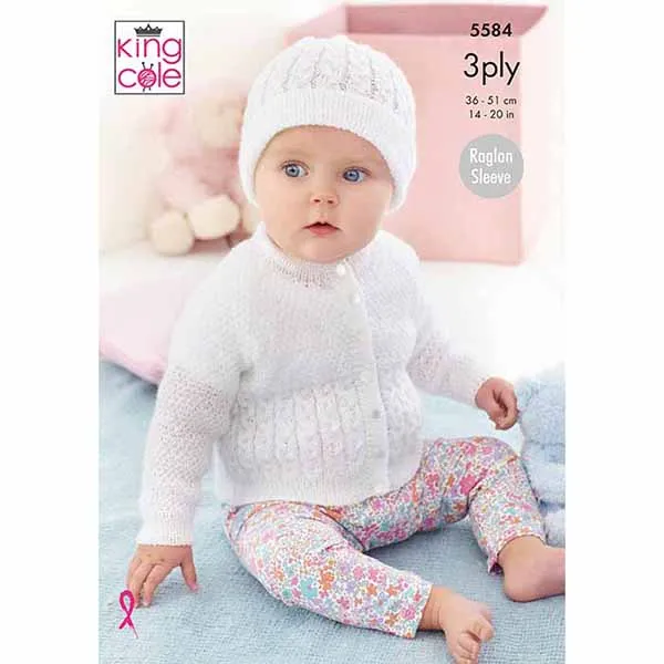 king-cole-patterns-5584-cardigan-m-tze-strickanleitung-baby-3ply image 1