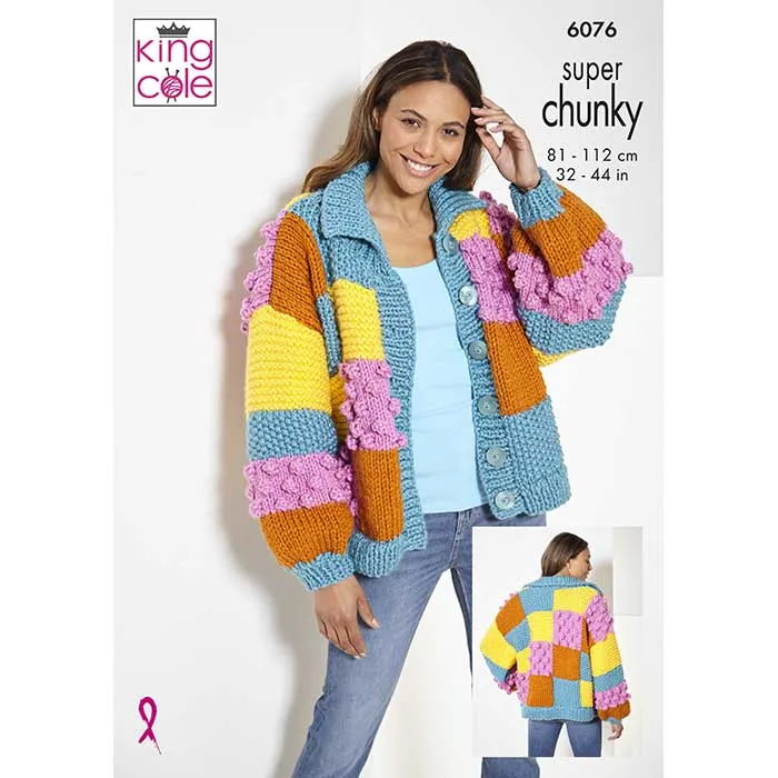 king-cole-6076-strickanleitung-cardigan-pullover-m-tze-super-chunky image 1
