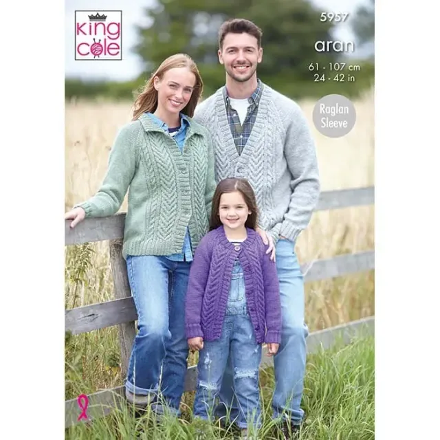 king-cole-5957-strickanleitung-familien-cardigans-wool-aran image 1