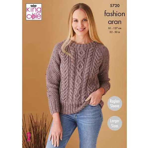 king-cole-5720-strickanleitung-pullover-cardigan-fashion-aran image 1