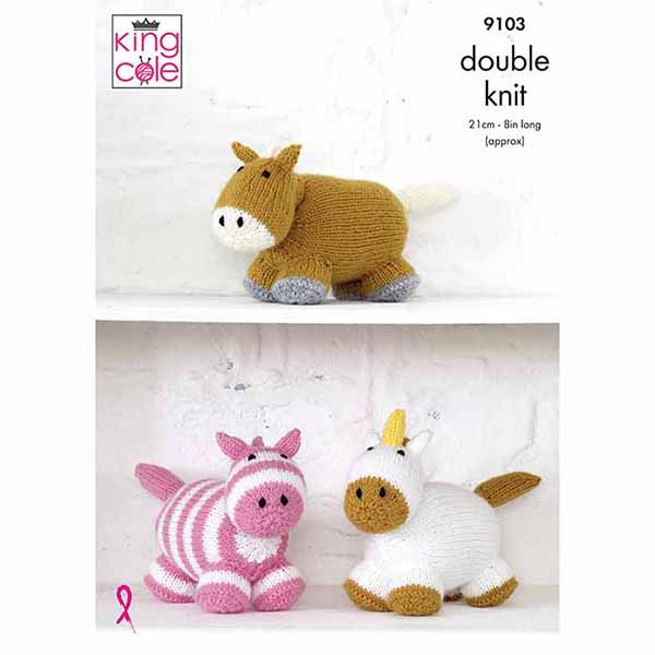 king-cole-9103-pferd-einhorn-zebra-strickanleitung-big-value-dk image 1