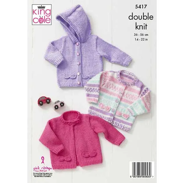 king-cole-patterns-5417-strickanleitung-baby-cardigans-cherished-dk image 1