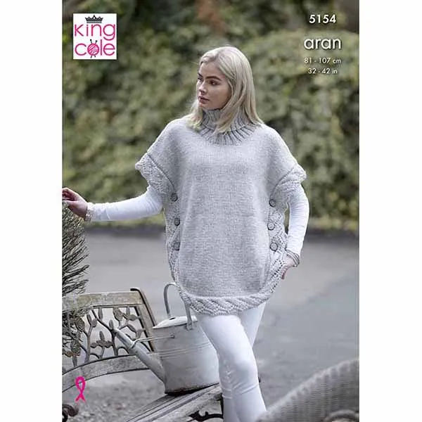 king-cole-5154-poncho-pullover-strickanleitung-fashion-aran image 1
