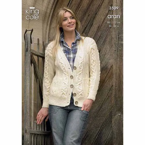 king-cole-3509-cardigan-gilet-strickanleitung-aran image 1