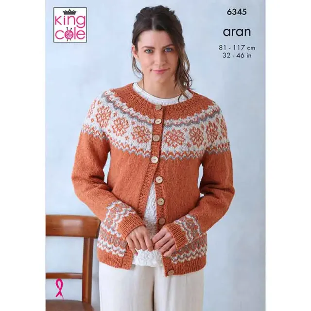 king-cole-6345-strickanleitung-cardigan-aran image 1