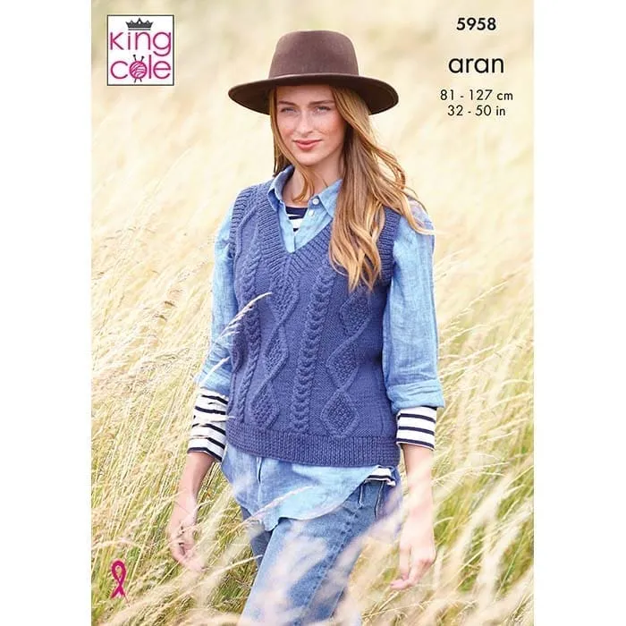 king-cole-5958-strickanleitung-tank-top-rundhals-aran image 1