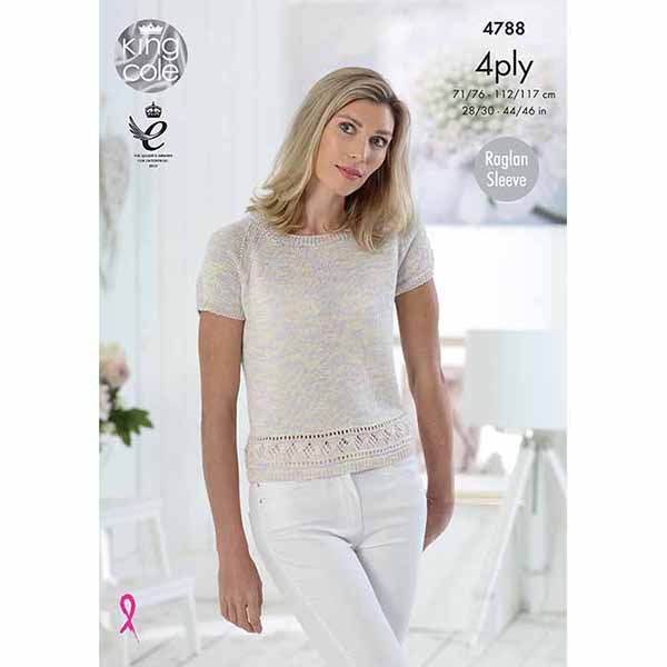 king-cole-patterns-4788-tops-strickanleitung-giza-cotton-sorbet-4ply image 1