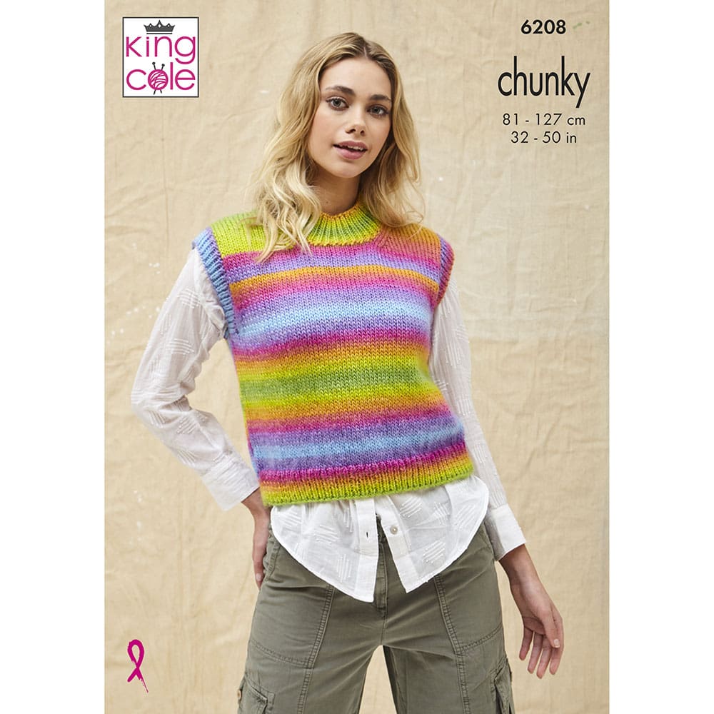 king-cole-patterns-6208-strickanleitung-slipover-weste-riot-chunky image 1