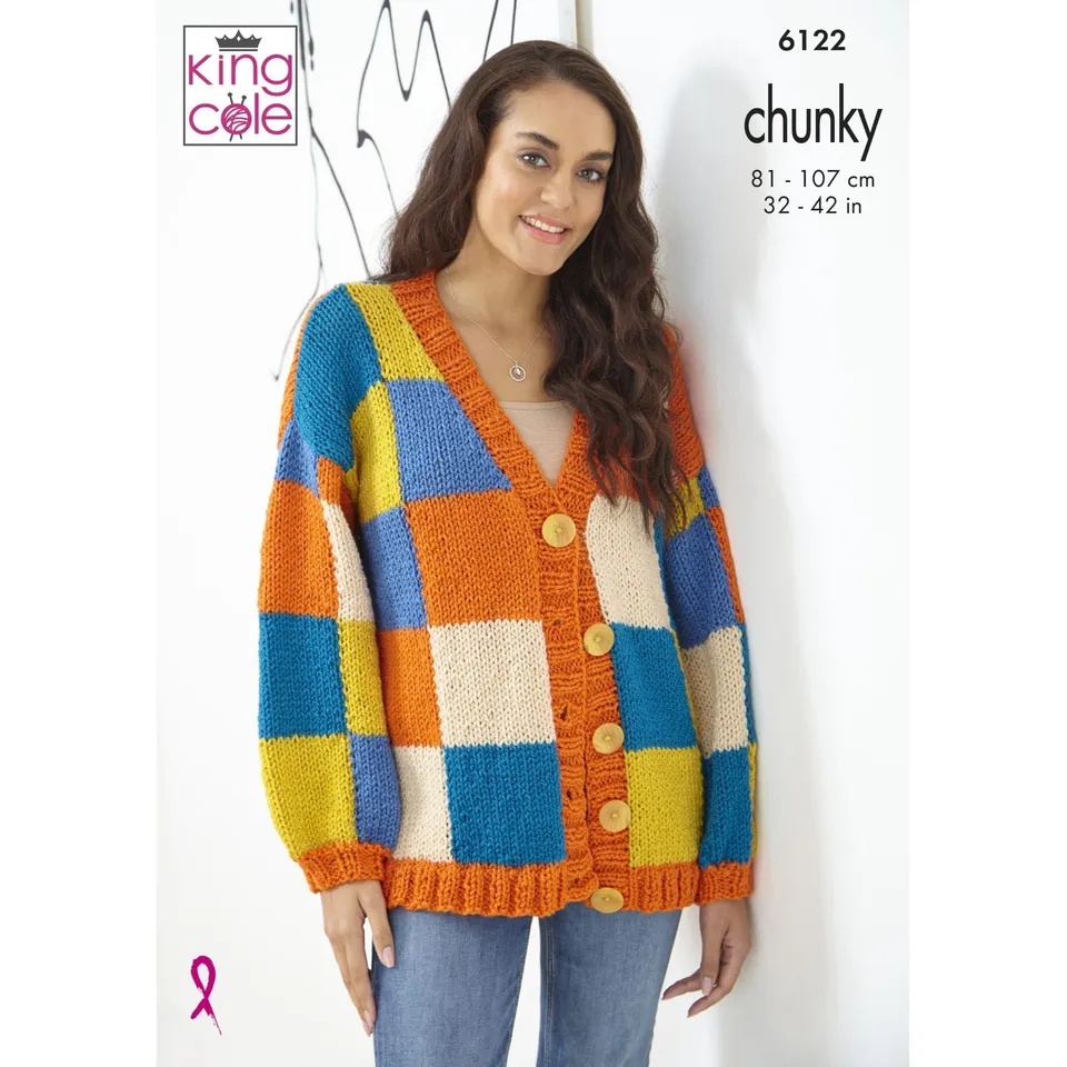 king-cole-patterns-6122-strickanleitung-patchwork-cardigan image 1