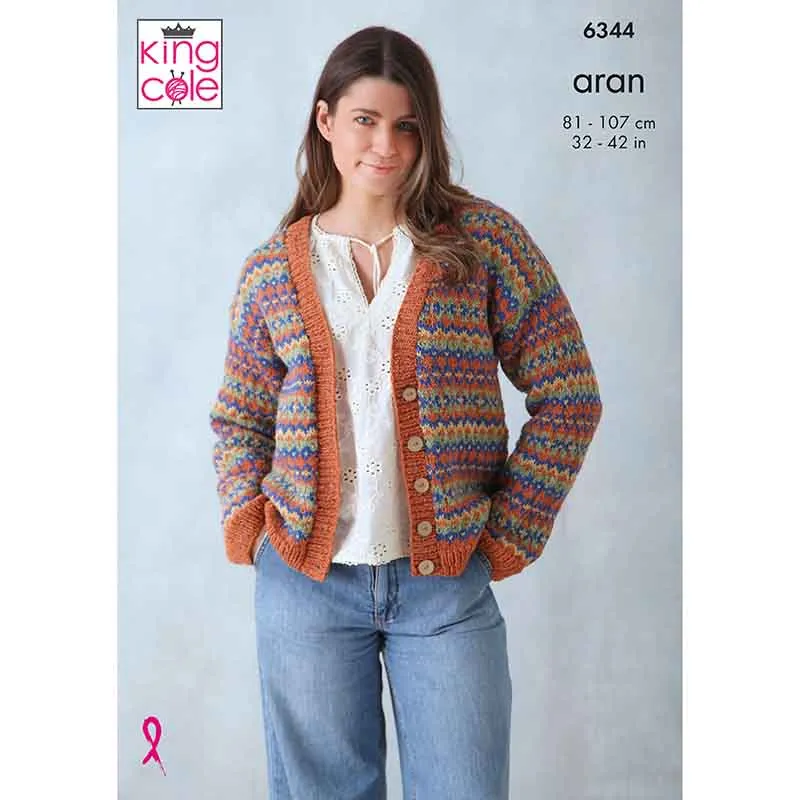 king-cole-6344-strickanleitung-cardigan-top-forest-aran-damen image 1