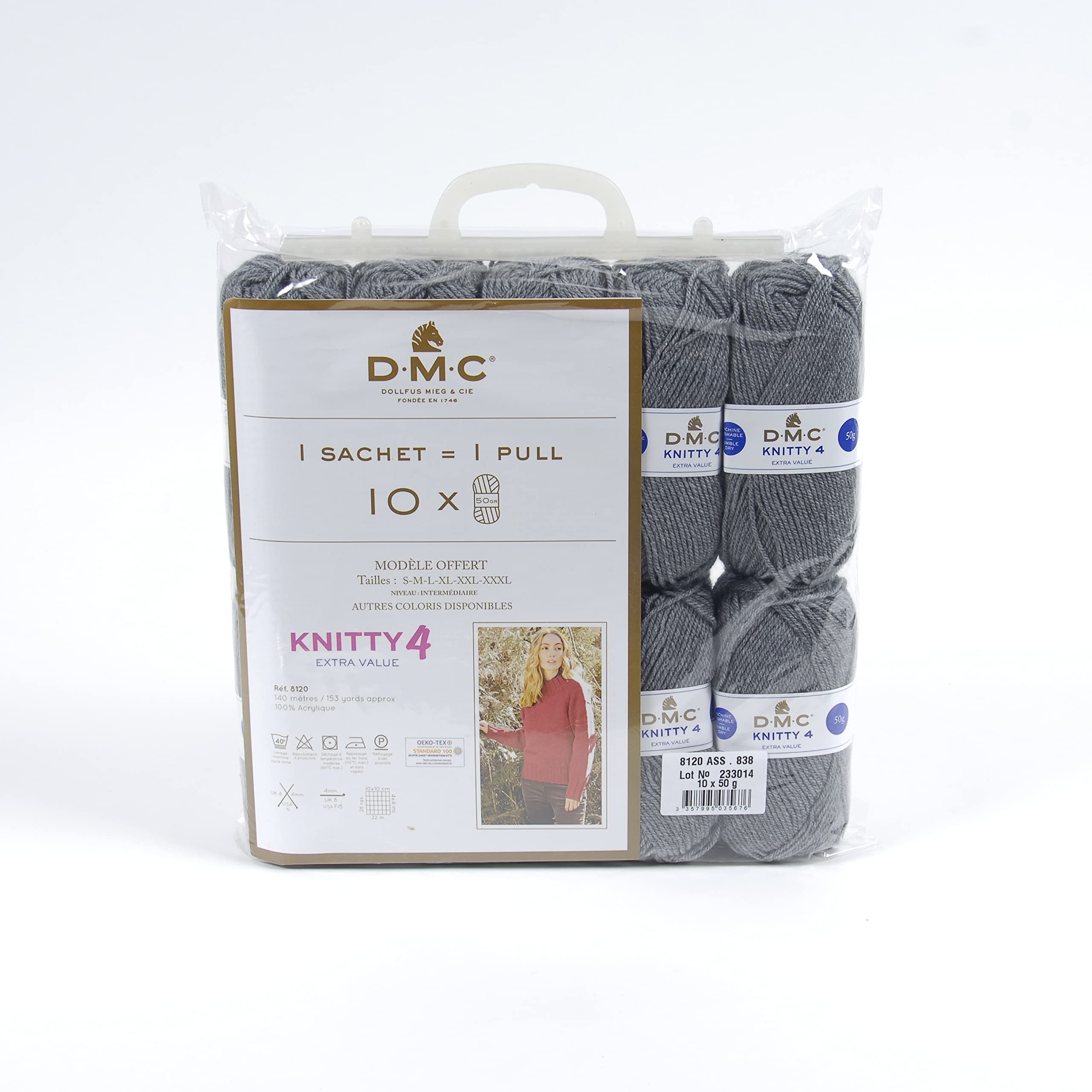 dmc-knitty-4-strickgarn-10x50g-grau-gris-acryl image 2