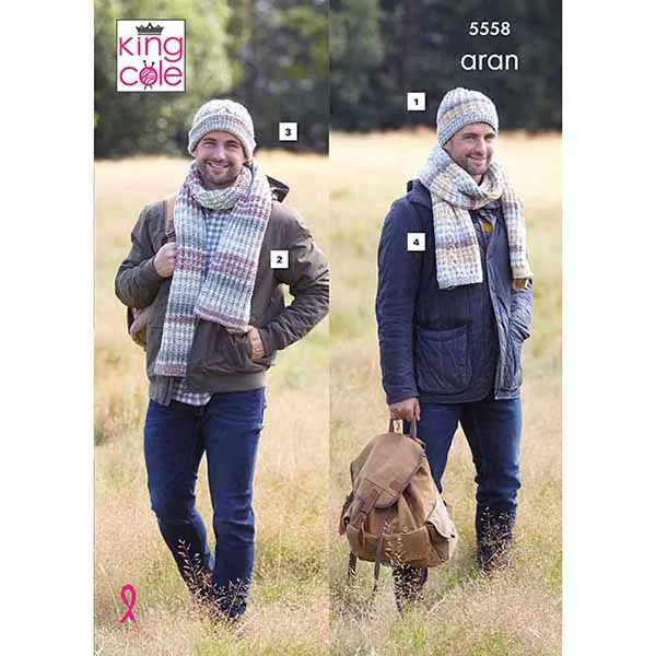 king-cole-5558-m-tzen-strickanleitung-drifter-aran image 1