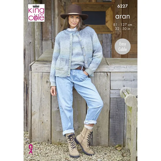 king-cole-6227-strickanleitung-cardigan-weste-crescendo-aran image 1
