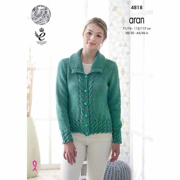 king-cole-patterns-4818-jacke-weste-strickanleitung-fashion-aran image 1