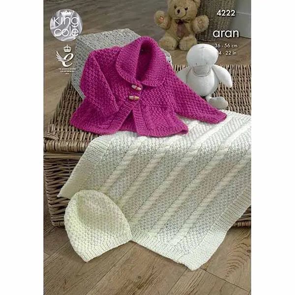king-cole-patterns-4222-strickanleitung-jacke-decke-aran image 1