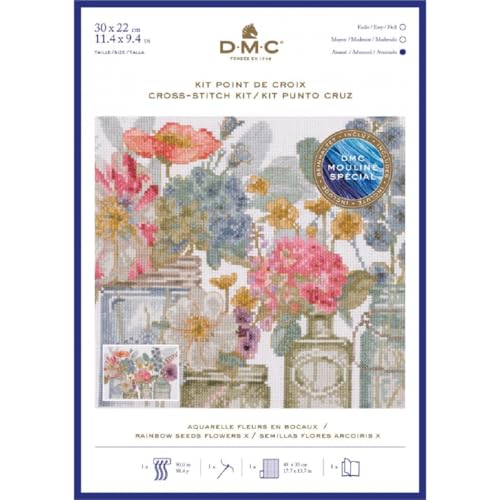 dmc-stickset-blumenvase-kreuzstichset-mit-aida-und-garn image 4