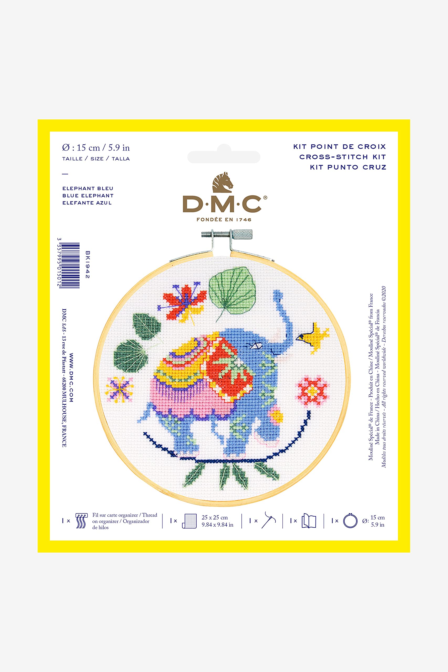 dmc-elefant-kreuzstichset-moulin-mit-rahmen-15-cm image 2